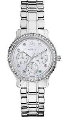 Buy Shop Guess Enchanting Diamonds Silver Dial Silver Steel Strap Watch for Women - W0305L1 USA Online
