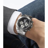 Buy Shop Guess Equity Analog Black Dial Silver Steel Strap Watch For Men - GW0703G1 USA Online