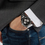 Buy Shop Guess Equity Analog Black Dial Silver Steel Strap Watch For Men - GW0703G1 USA Online