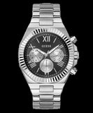 Buy Shop Guess Equity Analog Black Dial Silver Steel Strap Watch For Men - GW0703G1 USA Online