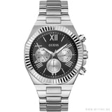 Buy Shop Guess Equity Analog Black Dial Silver Steel Strap Watch For Men - GW0703G1 USA Online