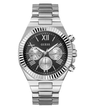 Buy Shop Guess Equity Analog Black Dial Silver Steel Strap Watch For Men - GW0703G1 USA Online