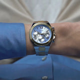 Buy Shop Guess Equity Analog Blue Dial Two Tone Steel Strap Watch For Men - GW0703G3 USA Online