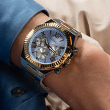 Buy Shop Guess Equity Analog Blue Dial Two Tone Steel Strap Watch For Men - GW0703G3 USA Online
