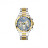 Buy Shop Guess Equity Analog Blue Dial Two Tone Steel Strap Watch For Men - GW0703G3 USA Online
