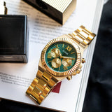 Buy Shop Guess Equity Analog Green Dial Gold Steel Strap Watch For Men - GW0703G2 USA Online