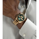 Buy Shop Guess Equity Analog Green Dial Gold Steel Strap Watch For Men - GW0703G2 USA Online