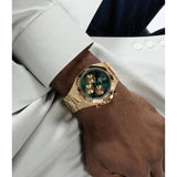 Buy Shop Guess Equity Analog Green Dial Gold Steel Strap Watch For Men - GW0703G2 USA Online