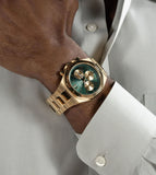 Buy Shop Guess Equity Analog Green Dial Gold Steel Strap Watch For Men - GW0703G2 USA Online