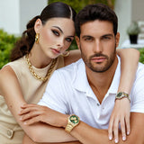 Buy Shop Guess Equity Analog Green Dial Gold Steel Strap Watch For Men - GW0703G2 USA Online