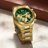 Buy Shop Guess Equity Analog Green Dial Gold Steel Strap Watch For Men - GW0703G2 USA Online
