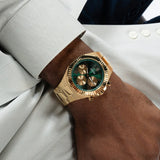 Buy Shop Guess Equity Analog Green Dial Gold Steel Strap Watch For Men - GW0703G2 USA Online