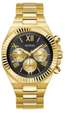 Buy Shop Guess Equity Multifunction Black Dial Gold Steel Strap Watch For Men - GW0703G5 USA Online