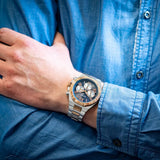 Buy Shop Guess Equity Multifunction Black Dial Two Tone Steel Strap Watch For Men - GW0703G4 USA Online