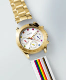 Buy Shop Guess Exclusive Multi Color White Dial Gold Steel Strap Watch for Women - GW0457L1 USA Online