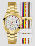 Buy Shop Guess Exclusive Multi Color White Dial Gold Steel Strap Watch for Women - GW0457L1 USA Online