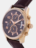 Buy Shop Guess Exec Chronograph Brown Dial Brown Leather Strap Watch For Men - W0076G4 USA Online