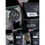 Buy Shop Guess Exec Chronograph Quartz Black Dial Black Leather Strap Watch for Men - W0076G1 USA Online