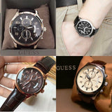 Buy Shop Guess Exec Chronograph Quartz Black Dial Black Leather Strap Watch for Men - W0076G1 USA Online