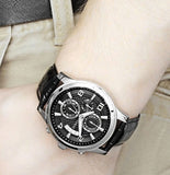 Buy Shop Guess Exec Chronograph Quartz Black Dial Black Leather Strap Watch for Men - W0076G1 USA Online
