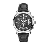 Buy Shop Guess Exec Chronograph Quartz Black Dial Black Leather Strap Watch for Men - W0076G1 USA Online