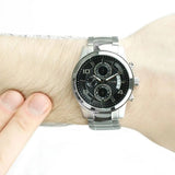Buy Shop Guess Exec Chronograph Quartz Black Dial Silver Steel Strap Watch For Men - W0075G1 USA Online