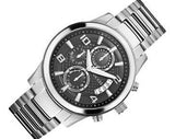 Buy Shop Guess Exec Chronograph Quartz Black Dial Silver Steel Strap Watch For Men - W0075G1 USA Online