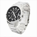 Buy Shop Guess Exec Chronograph Quartz Black Dial Silver Steel Strap Watch For Men - W0075G1 USA Online