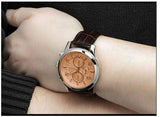 Buy Shop Guess Exec Chronograph Quartz Gold Dial Brown Leather Strap Watch for Men - W0076G3 USA Online