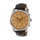 Buy Shop Guess Exec Chronograph Quartz Gold Dial Brown Leather Strap Watch for Men - W0076G3 USA Online