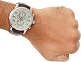 Buy Shop Guess Exec Chronograph White Dial Brown Leather Strap Watch For Men - W0076G2 USA Online