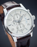 Buy Shop Guess Exec Chronograph White Dial Brown Leather Strap Watch For Men - W0076G2 USA Online