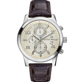 Buy Shop Guess Exec Chronograph White Dial Brown Leather Strap Watch For Men - W0076G2 USA Online