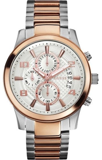 Buy Shop Guess Exec Chronograph White Dial Two Tone Steel Strap Watch for Men - W0075G2 USA Online