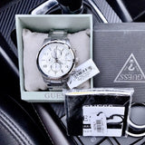Buy Shop Guess Exec Quartz Silver Dial Silver Steel Strap Watch for Men - W0075G3 USA Online