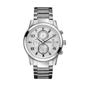 Buy Shop Guess Exec Quartz Silver Dial Silver Steel Strap Watch for Men - W0075G3 USA Online