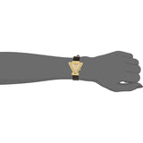 Buy Shop Guess Fame Quartz Gold Dial Black Leather Strap Watch For Women - GW0548L3 USA Online