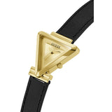Buy Shop Guess Fame Quartz Gold Dial Black Leather Strap Watch For Women - GW0548L3 USA Online