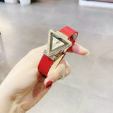 Buy Shop Guess Fame Quartz Gold Dial Red Leather Strap Watch For Women - GW0504L2 USA Online