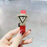 Buy Shop Guess Fame Quartz Gold Dial Red Leather Strap Watch For Women - GW0504L2 USA Online