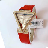 Buy Shop Guess Fame Quartz Gold Dial Red Leather Strap Watch For Women - GW0504L2 USA Online