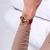 Buy Shop Guess Fame Quartz Gold Dial Red Leather Strap Watch For Women - GW0504L2 USA Online