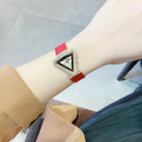 Buy Shop Guess Fame Quartz Gold Dial Red Leather Strap Watch For Women - GW0504L2 USA Online