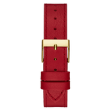 Buy Shop Guess Fame Quartz Gold Dial Red Leather Strap Watch For Women - GW0504L2 USA Online