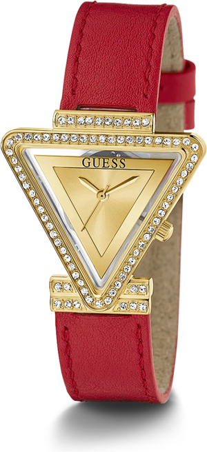 Buy Shop Guess Fame Quartz Gold Dial Red Leather Strap Watch For Women - GW0504L2 USA Online