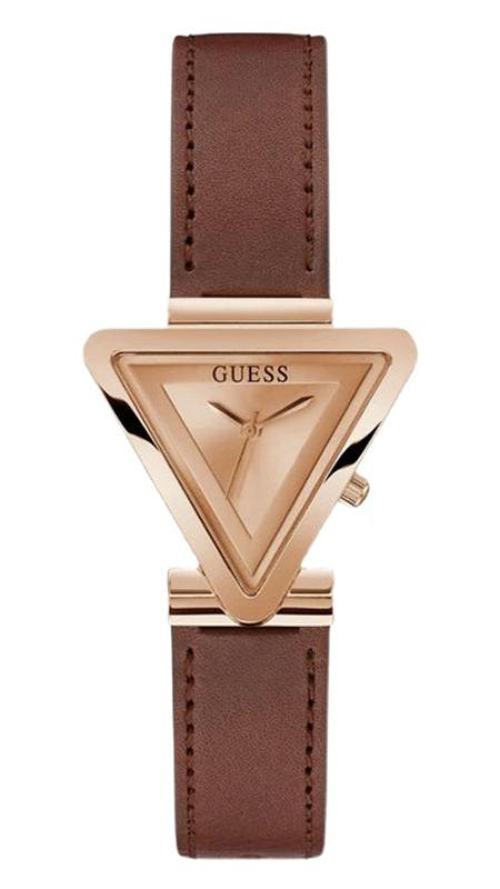 Buy Shop Guess Fame Quartz Rose Gold Dial Brown Leather Strap Watch For Women - GW0548L2 USA Online