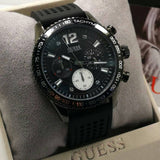 Buy Shop Guess Fleet Chronograph Black Dial Black Rubber Strap Watch for Men - W0971G1 USA Online