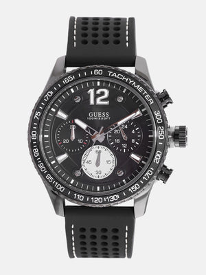 Buy Shop Guess Fleet Chronograph Black Dial Black Rubber Strap Watch for Men - W0971G1 USA Online