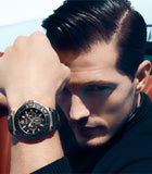 Buy Shop Guess Force Analog Black Dial Black Leather Strap Watch For Men - W0674G6 USA Online
