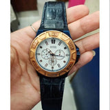 Buy Shop Guess Force Multi Function White Dial Blue Leather Strap Watch For Men - W0674G7 USA Online